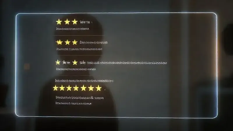 Imagem conceitual de avaliações positivas de consumidores em uma tela digital, representando satisfação e feedback de clientes.