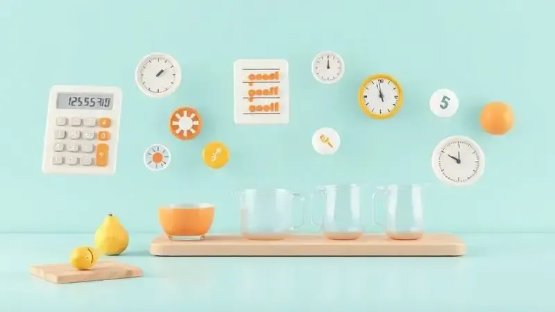 Cena conceitual ilustrando cálculo do custo de preparo de alimentos na cozinha
