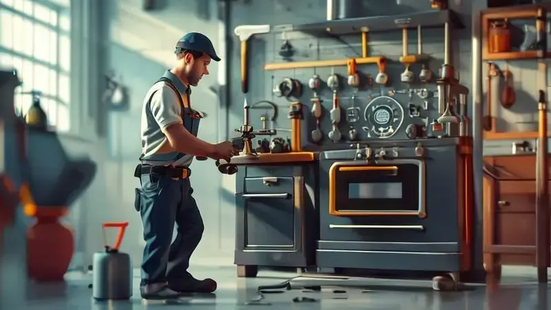 Ilustração conceitual da hora de chamar técnico especializado para conserto de vazamento de gás