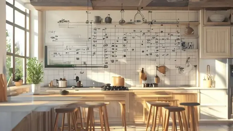 Visualização conceitual de checklist com fatores importantes para planejamento de instalação de cooktop