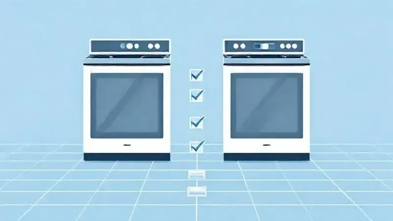 Ilustração digital que representa o processo de comparação e escolha entre diferentes modelos de fogões de embutir.