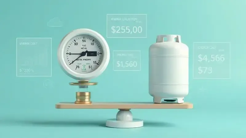 Representação visual comparativa entre consumo de energia elétrica e gás de cozinha