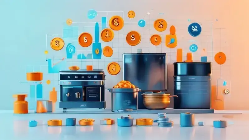 Visualização conceitual da comparação de custos entre air fryer e fogão a gás
