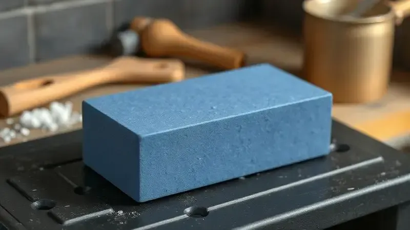 Ilustração conceitual de pedra de polir azul para fogão a lenha em render 3D realista