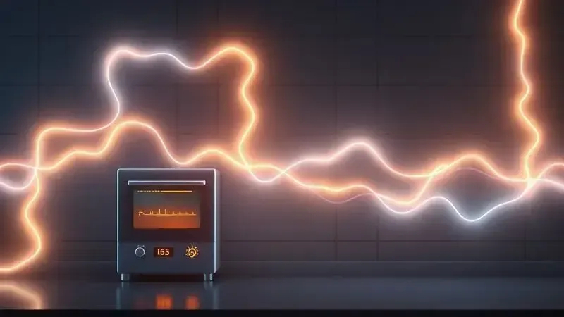 Ilustração conceitual do consumo de energia de fogão elétrico com visualização de fluxo elétrico
