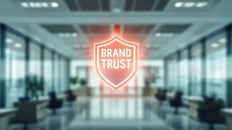 Ilustração conceitual de um escudo de confiança brilhante, representando a credibilidade e a solidez de uma marca.