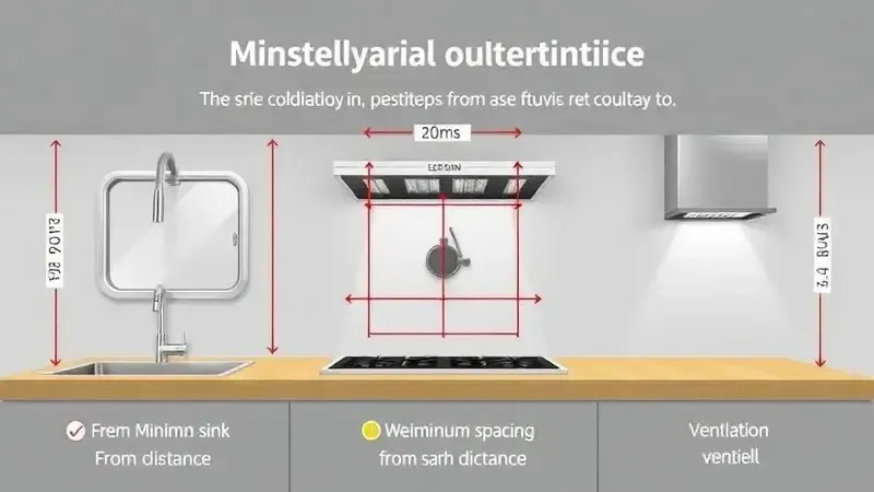 Diagrama técnico com distâncias de segurança para instalação correta do cooktop