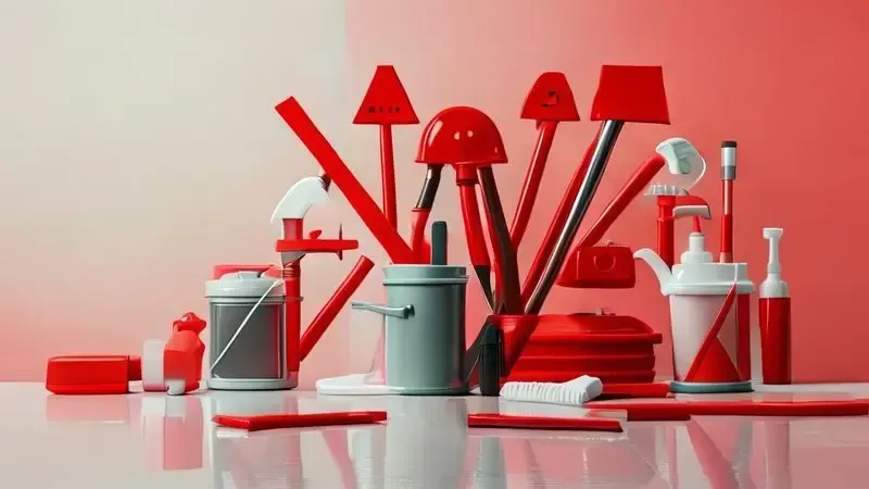 Ilustração conceitual de erros comuns na limpeza do fogão e práticas a serem evitadas
