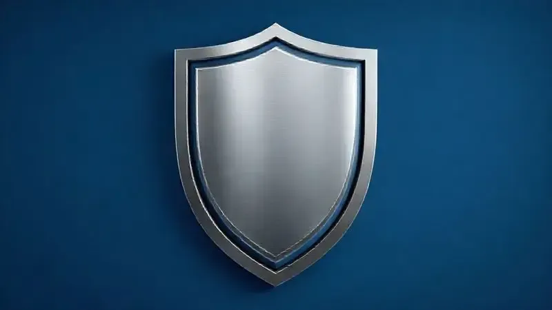 Render artístico de um escudo metálico simbolizando confiança, qualidade e credibilidade de uma marca tradicional no mercado.