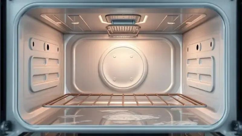 Interior de forno com superfície fácil de limpar, ilustrando praticidade na manutenção