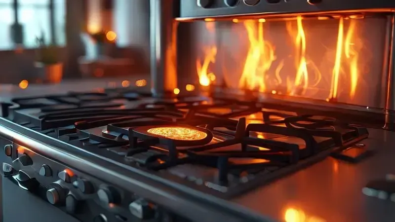 Ilustração conceitual do funcionamento interno de um fogão elétrico mostrando elementos de aquecimento e transferência de calor