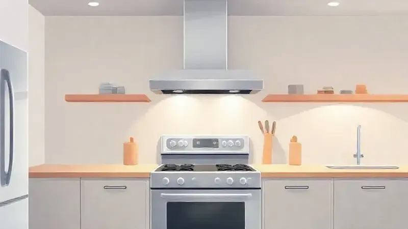 Ilustração conceitual de uma cozinha moderna, transmitindo confiança e qualidade na escolha de eletrodomésticos.