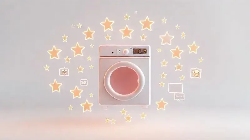 Render artístico 3D de nuvem de ícones de estrelas e avaliações, simbolizando a opinião dos consumidores sobre um produto.
