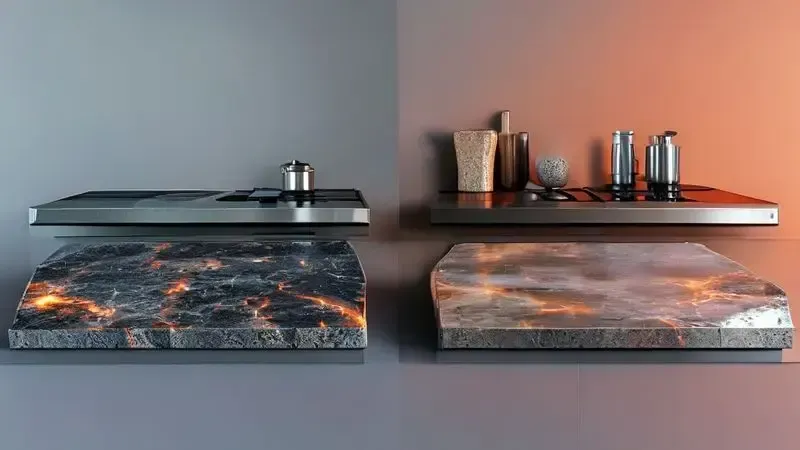 Comparação de materiais de bancada resistentes ao calor para instalação de cooktop