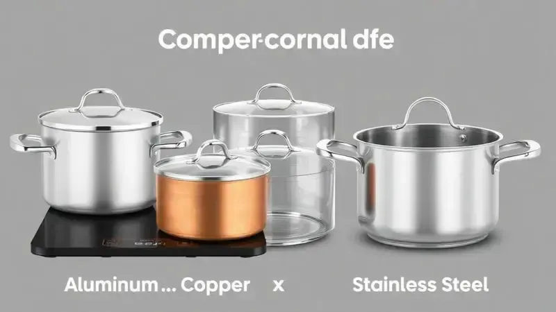 Comparação de materiais incompatíveis com fogão de indução como alumínio e cobre