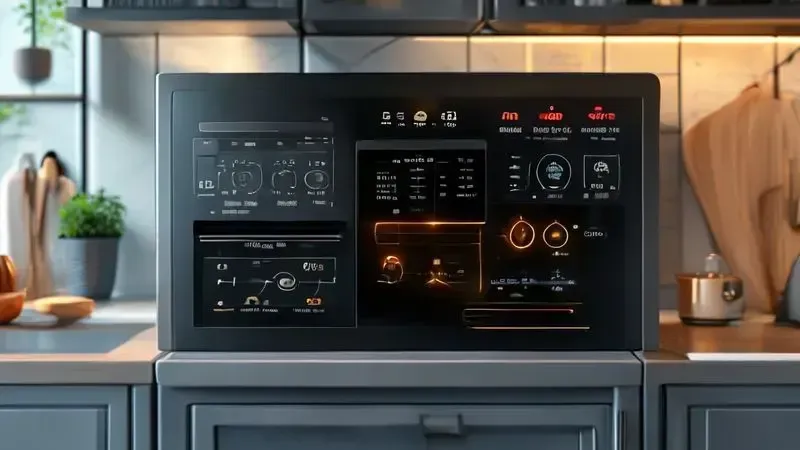 Painel de controle do forno a gás com indicadores visuais para acendimento automático