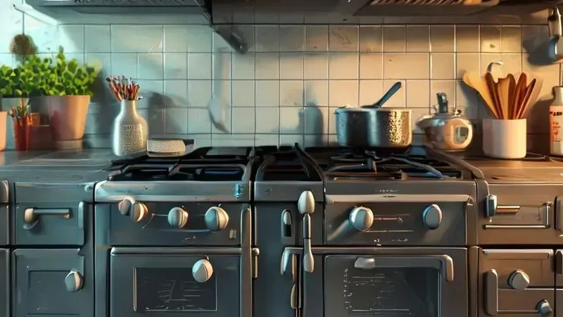 Comparação visual entre usar palha de aço (que arranha) e pano macio (seguro) para limpar fogão de inox.