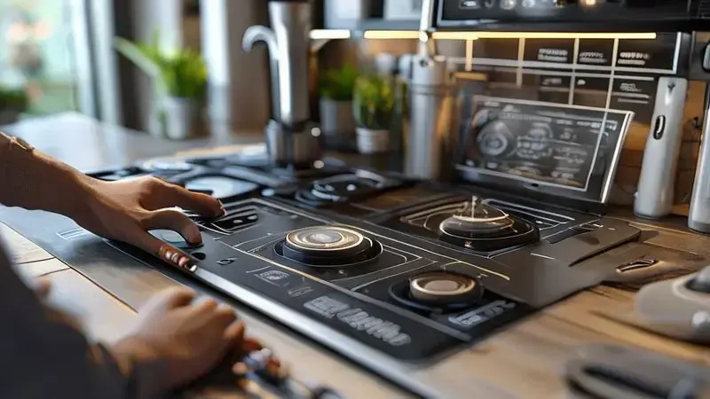 Conceito ilustrativo do processo de instalação de cooktop de indução