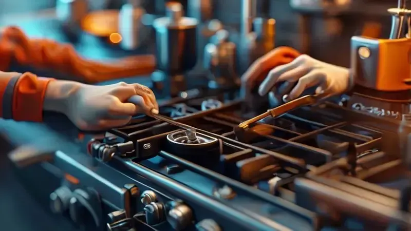 Ilustração do processo passo a passo de limpeza e manutenção dos eletrodos do acendimento automático