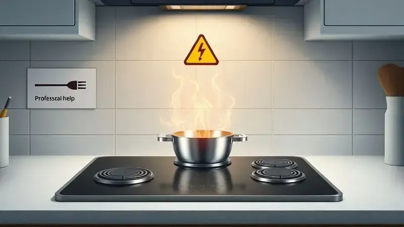 Ilustração conceitual de quando buscar ajuda profissional para problemas técnicos em cooktops