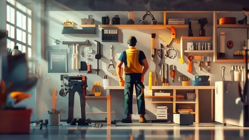 Ilustração conceitual sobre decisão entre reparo caseiro e chamar técnico especializado para fogão