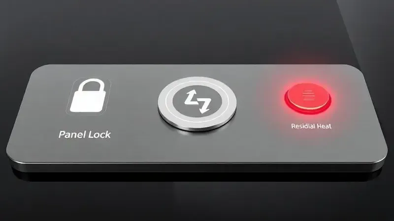 Recursos de segurança como bloqueio de painel e indicador de calor residual em cooktop