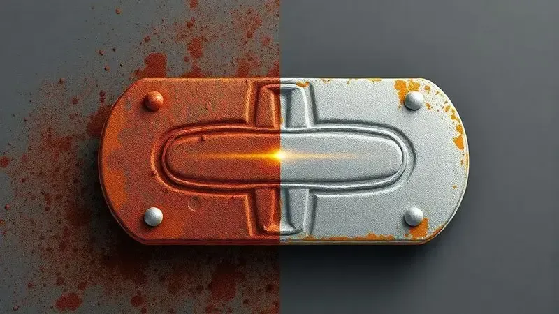 Ilustração conceitual do processo de restauração de chapa enferrujada para nova