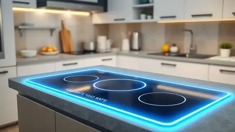 Conceito de segurança em cooktop de indução com superfície fria e proteção para crianças
