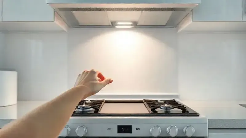 Imagem conceitual de segurança na cozinha, mostrando a utilização correta e cuidadosa de um fogão.