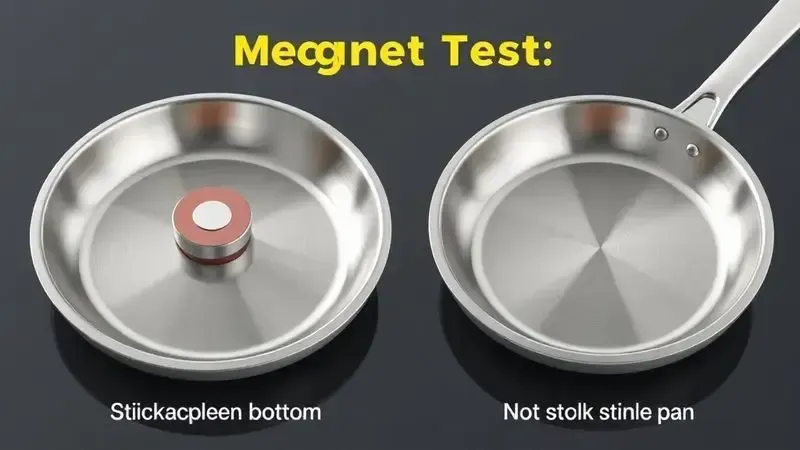 Conceito ilustrativo do teste do ímã para verificar compatibilidade de panelas com cooktop de indução