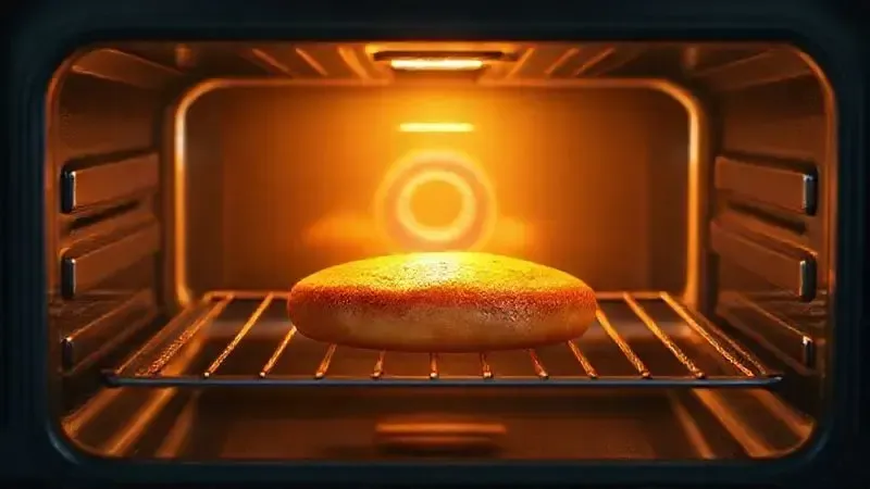 Ilustração do elemento elétrico do grill do forno dourando perfeitamente a superfície de um alimento.