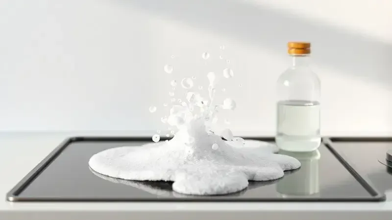 truque de limpeza com vinagre e bicarbonato para remover sujeiras difíceis do fogão